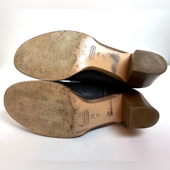 ♦️COACH Black Leather Knee High Boots Sara Boot Made in Italy Size 7.5B - Picture 7 of 11